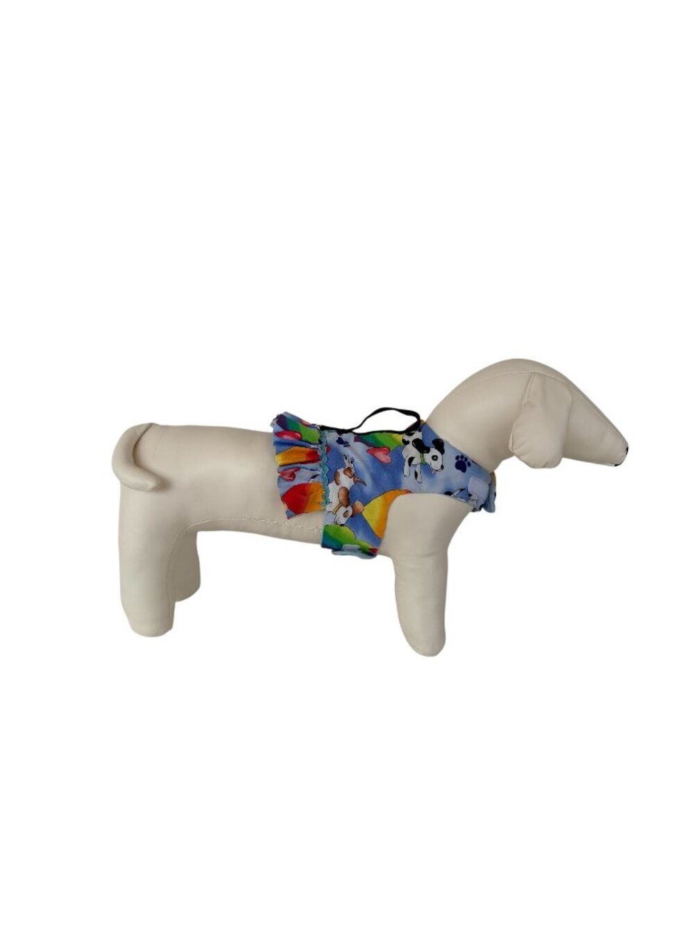 Handmade Small Dog Adjustable Dress Harness Rainbow Balloons Hearts Puppies